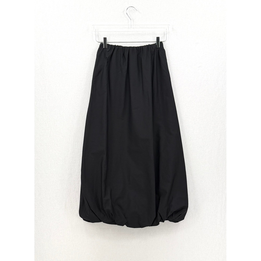 ENZA COSTA Poplin Bubble Skirt Women XS Black Cotton Midi Elastic Waist Casual - Picture 6 of 16